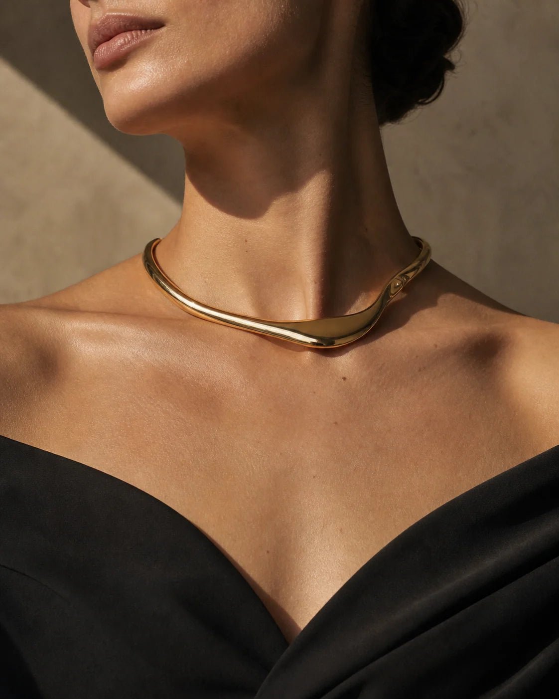 Gold necklace editorial concept